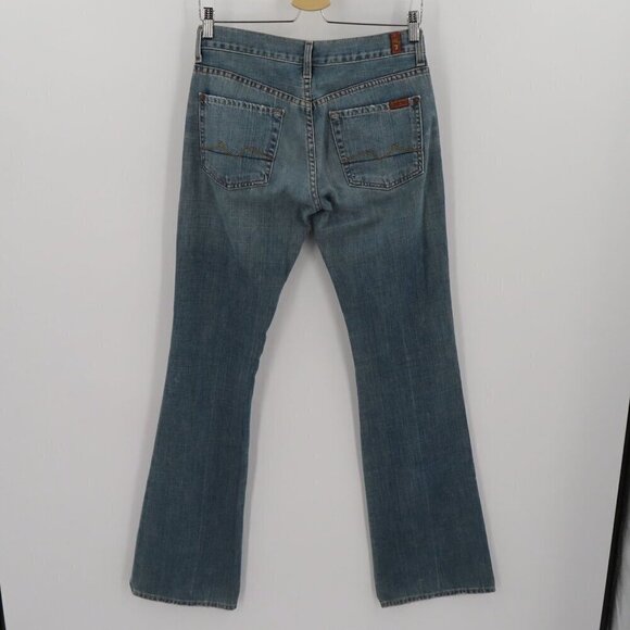 7 For All Mankind Womens 27 Button Fly Bootcut Denim Jeans Boot Cut All Cotton - Picture 4 of 11